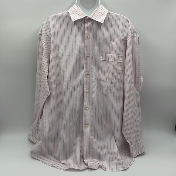 Cotton Tommy bahama pink blue and white striped long sleeve button down,17 32-33 - Picture 2 of 12